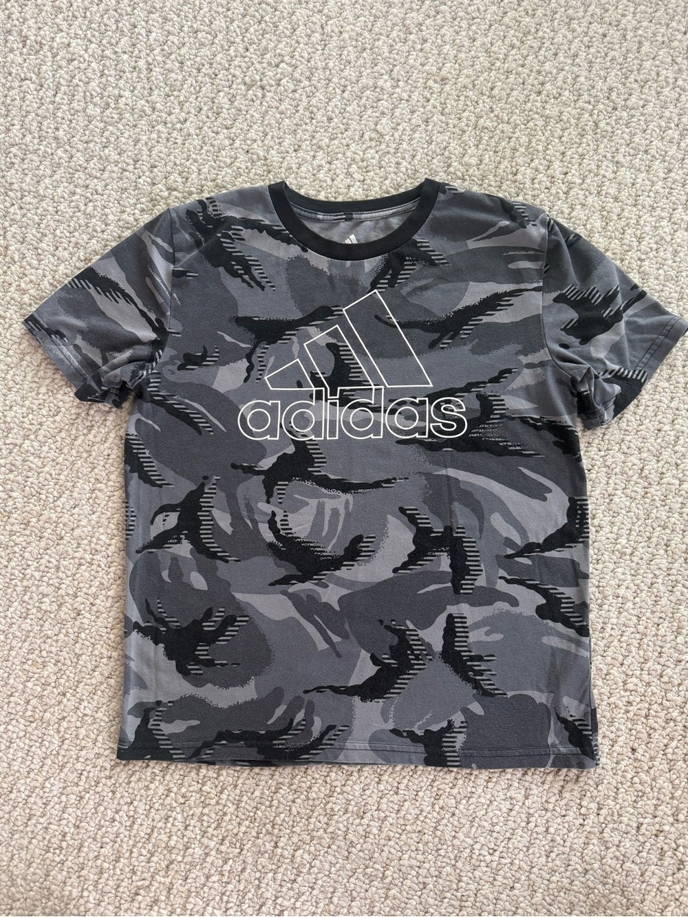 adidas Grey & Black Camo Logo Short Sleeve Tee